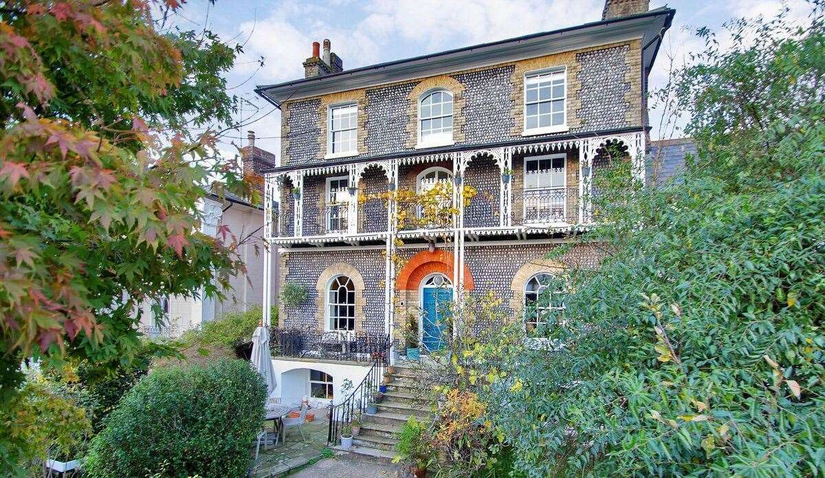 The main facade of this £2.25m property is finished with pebbles from Brighton Beach. Picture: Knight Frank