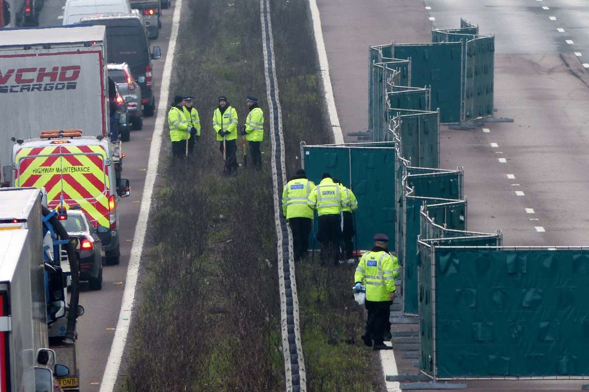 Green screens were erected at the scene. Picture: Andy Clark