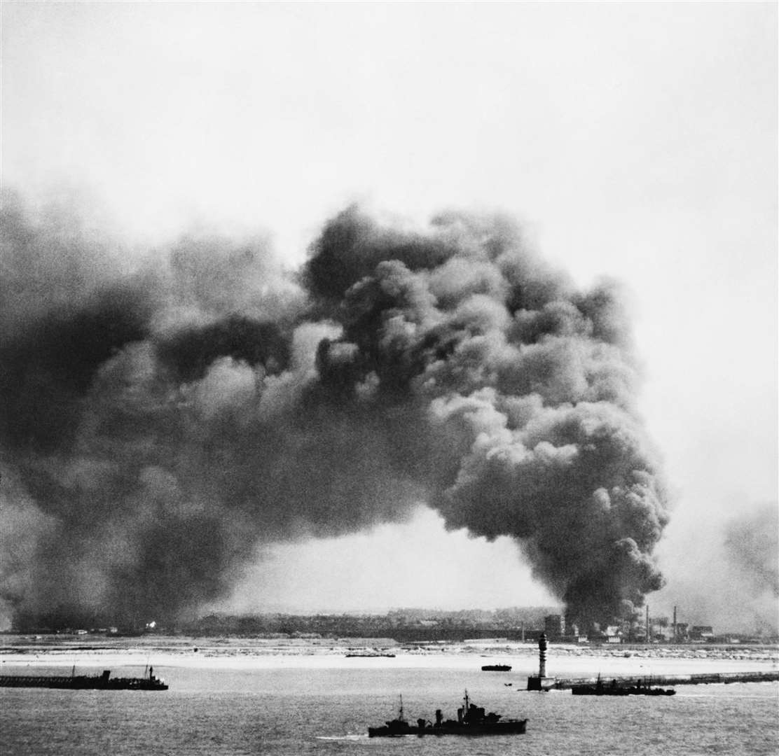 Ships holding position off the beaches at Dunkirk during the evacuation operation (Imperial War Museum/PA)