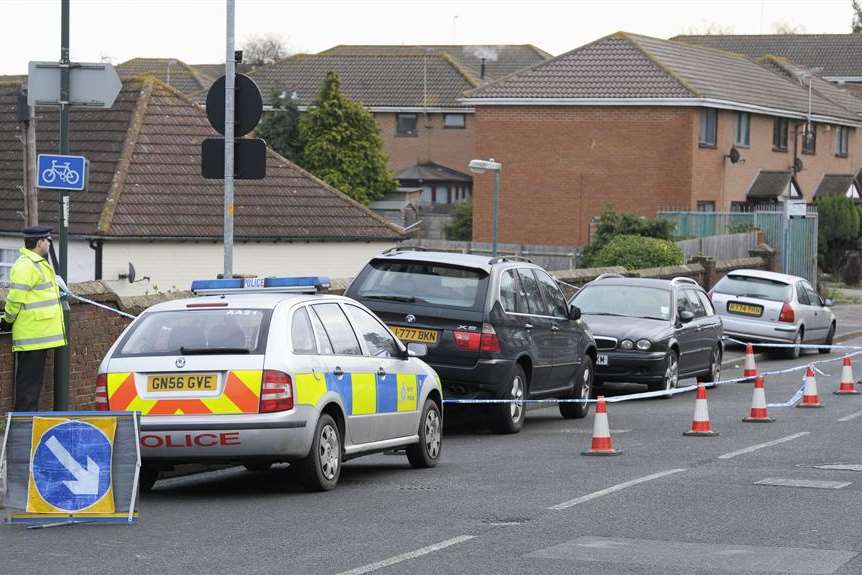 A police cordon in Grange Road, where the incident is believed to have begun. Picture: Andy Payton