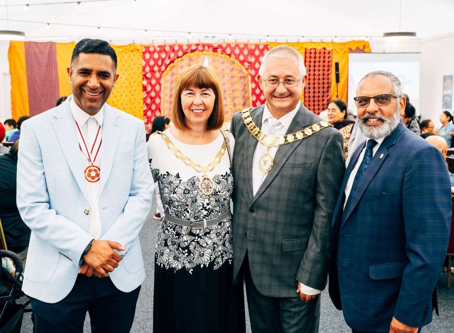 From left to right: Gurvinder Sandher, the mayoress and mayor of Dartford, and Cllr Avtar Sandhu. Picture: Cohesion Plus