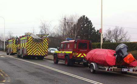 Emergency crews at the scene in Galleon Boulevard after a man was spotted swimming in a lake