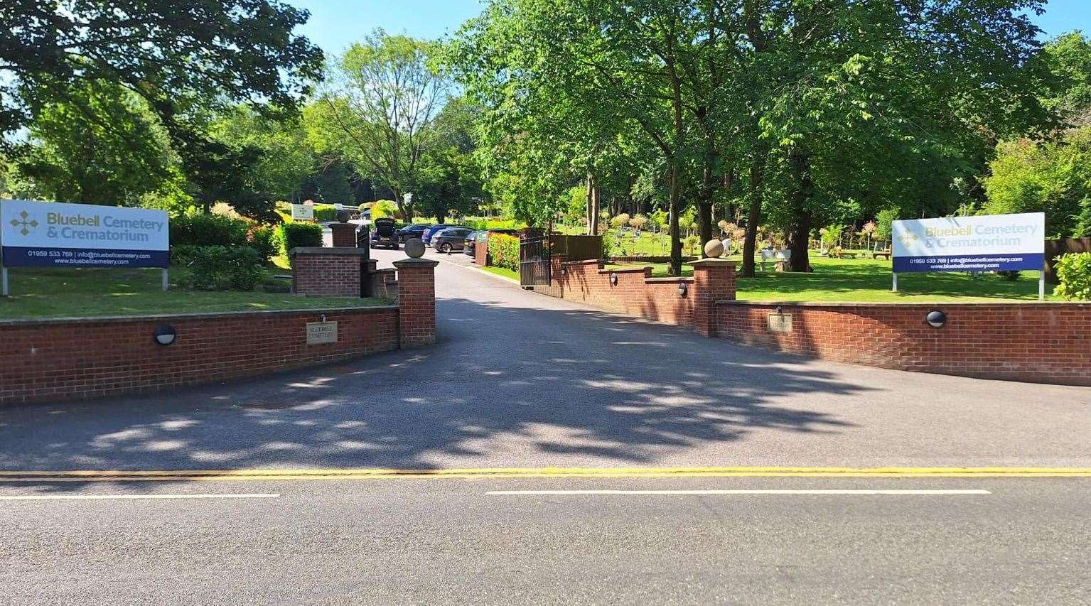 The entrance to the rural Bluebell Cemetery, which has been open since 2019, off Old London Road