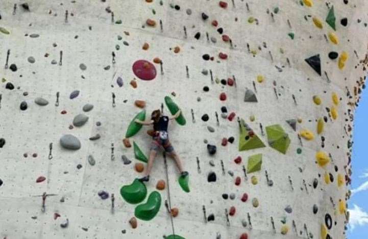 Erin climbing in Austria