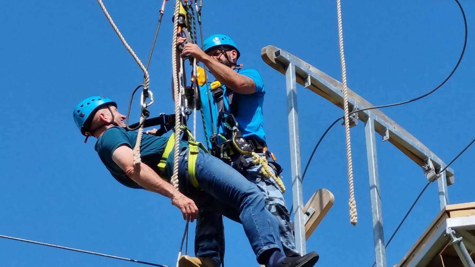 Eddie the Eagle had to be 'rescued' from the high ropes. Photo: Steve Rich