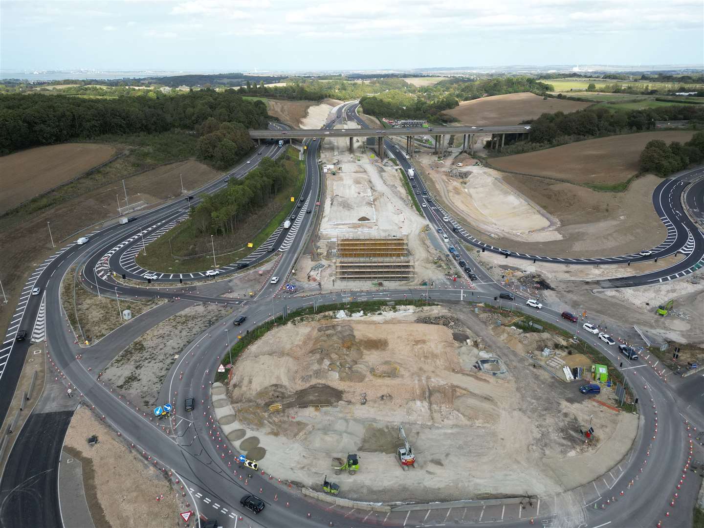 Drone photos of the roadworks at Stockbury roundabout / M2. Picture: Barry Goodwin