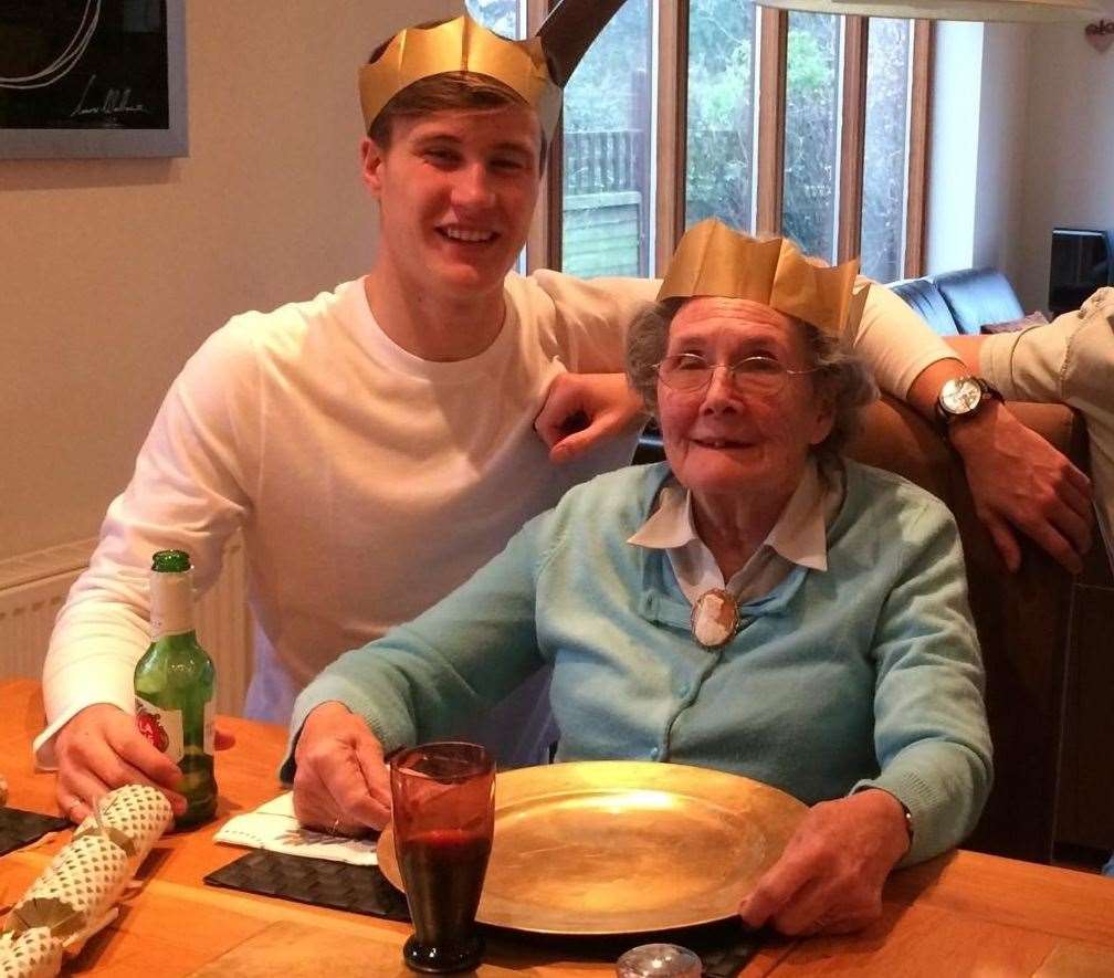 Sam with his grandmother Joan Walker