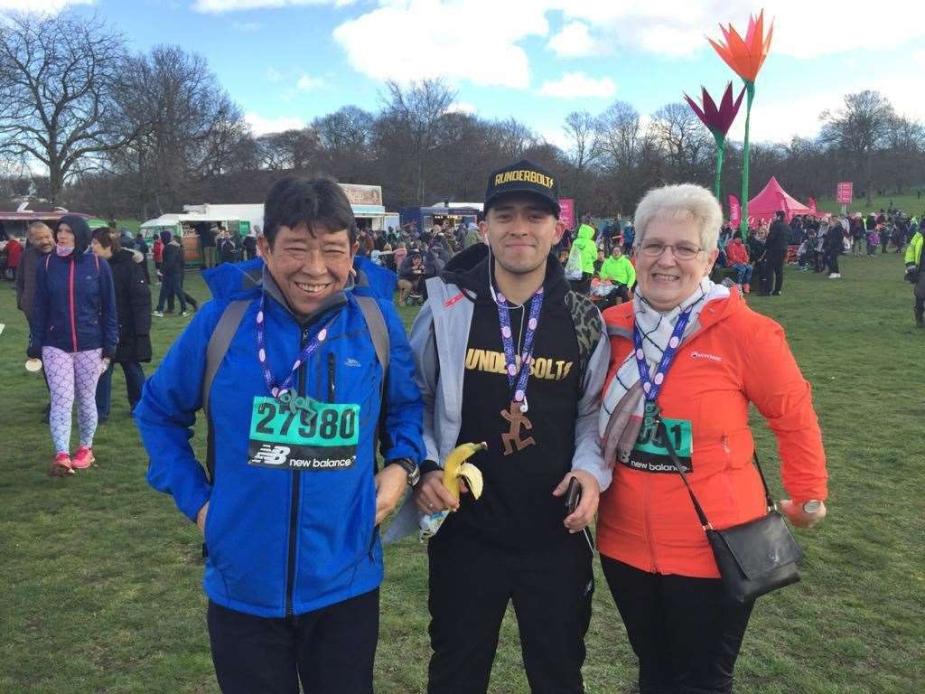 Ruden with his parents Tashi Bhutia and Vicky Tamang. Picture: Ruden Bhutia