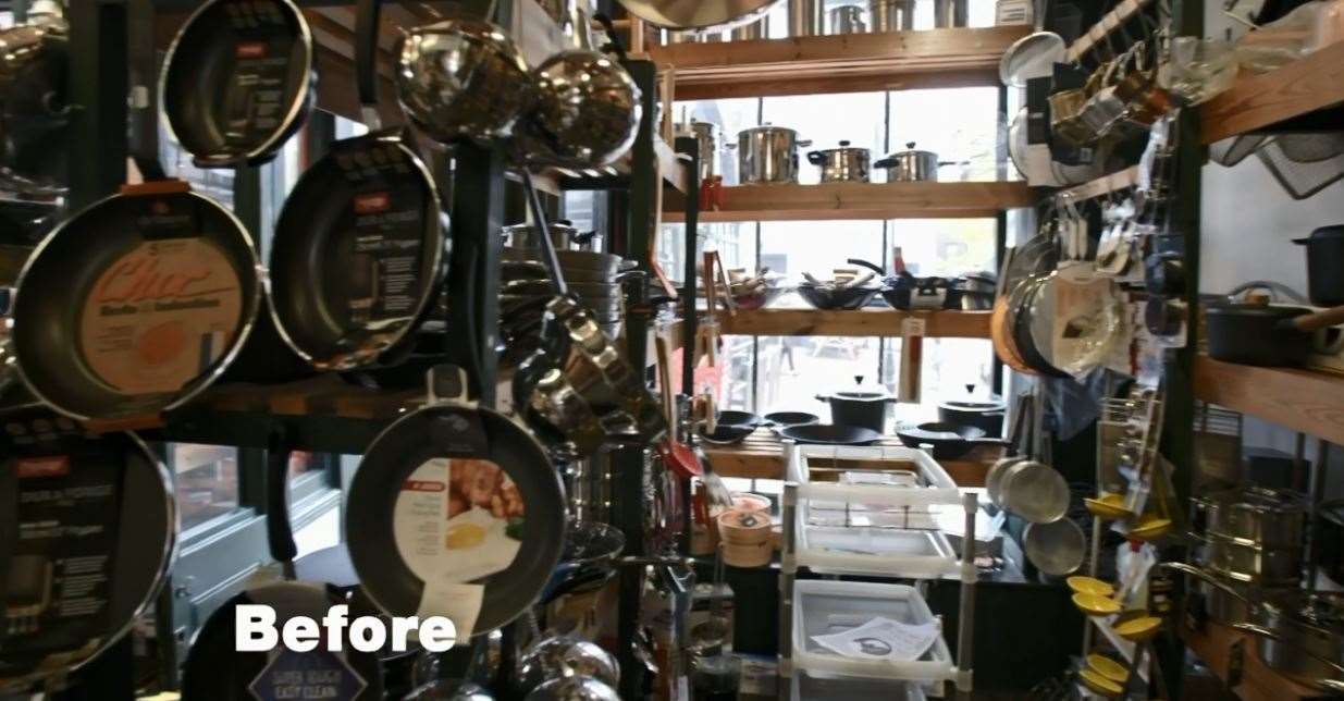 Kitchen-wear shop Trevor Mottram before the re-design on Interior Design Masters. Picture BBC