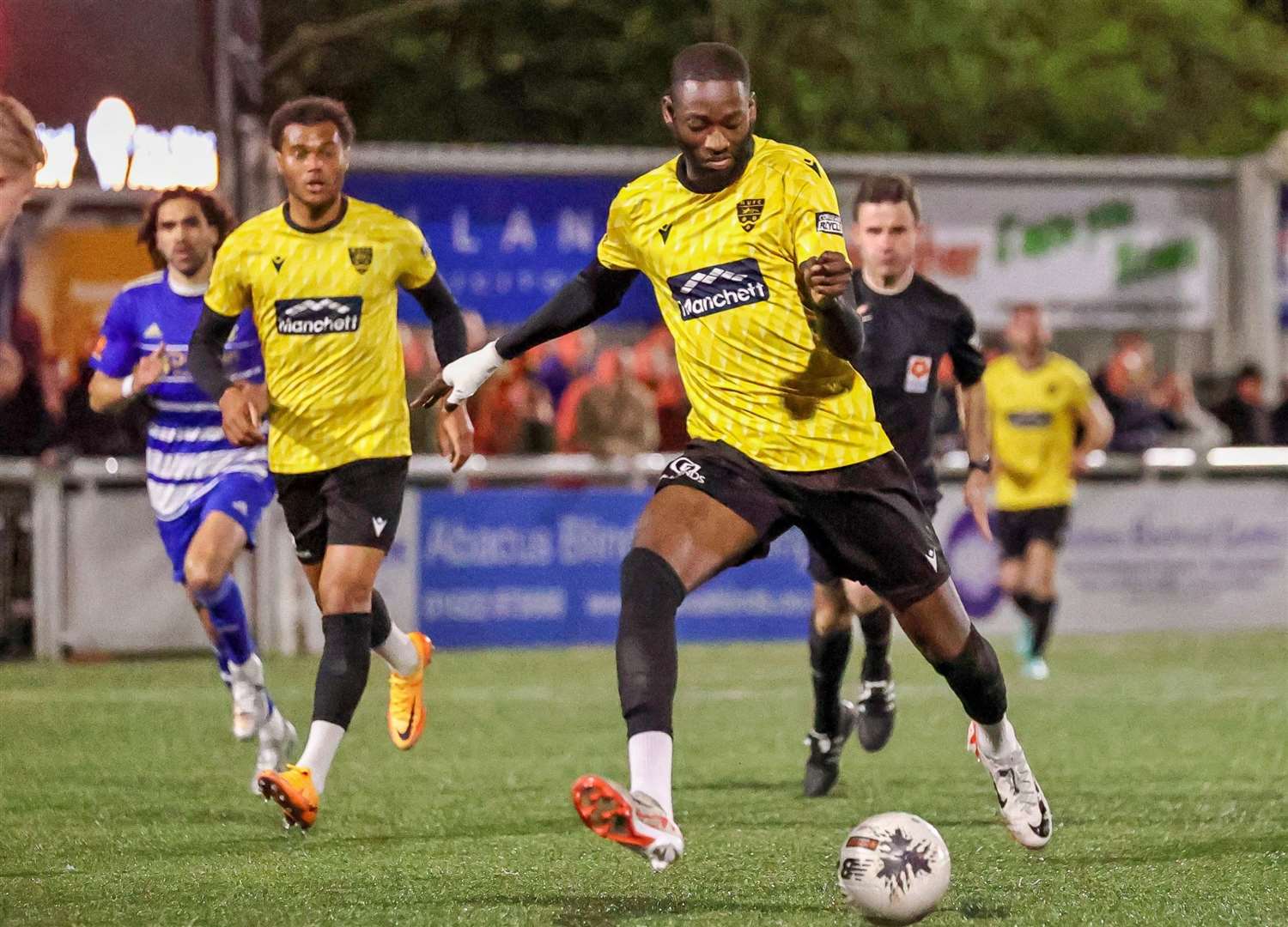 Mo Faal goes close for Maidstone moments after his introduction off the bench. Picture: Helen Cooper