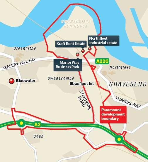 Three industrial estates are in the heart of the land earmarked for London Paramount entertainment resort