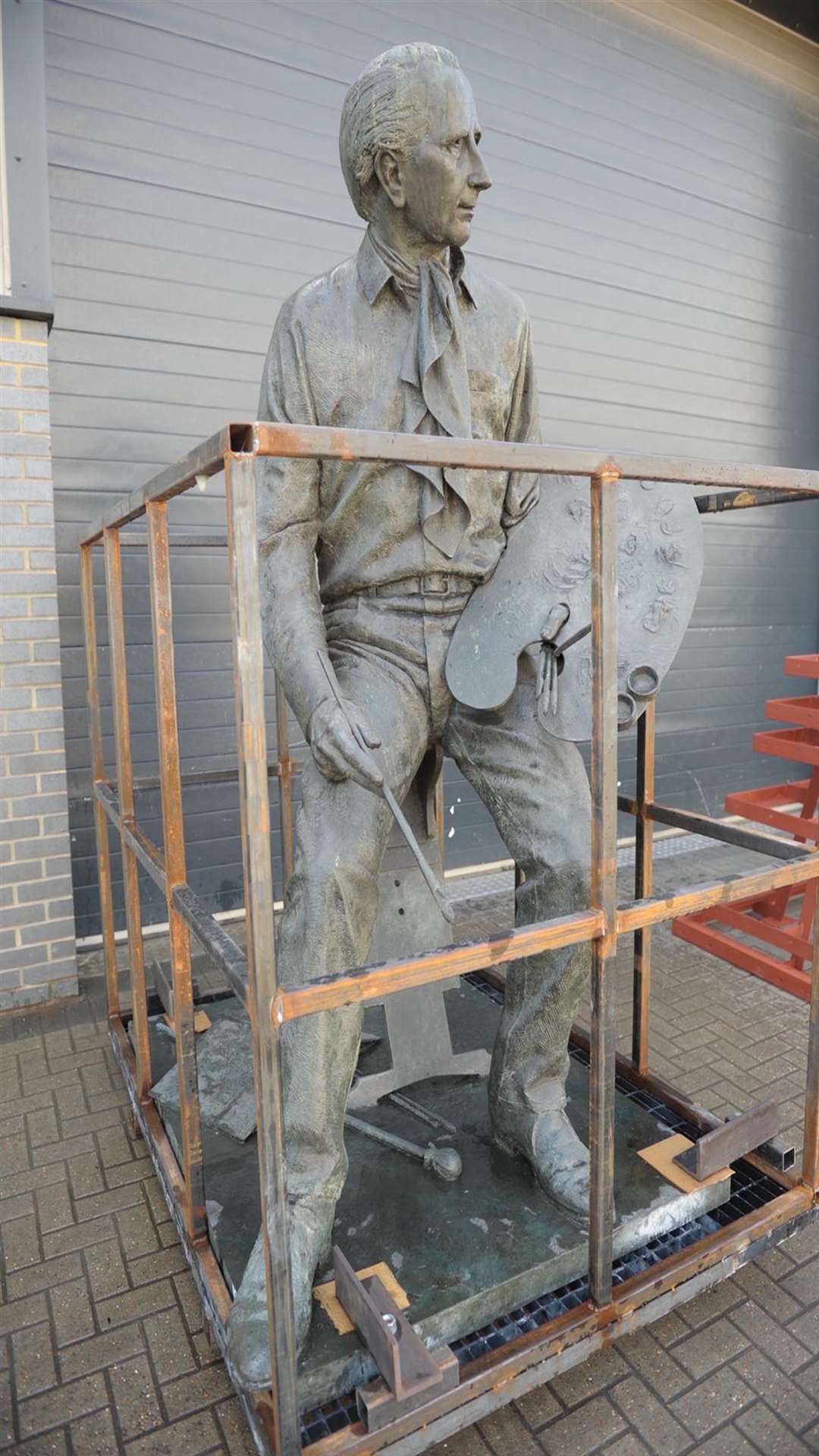 The statue of Cuneo ponders its new surroundings, on the Medway City Estate