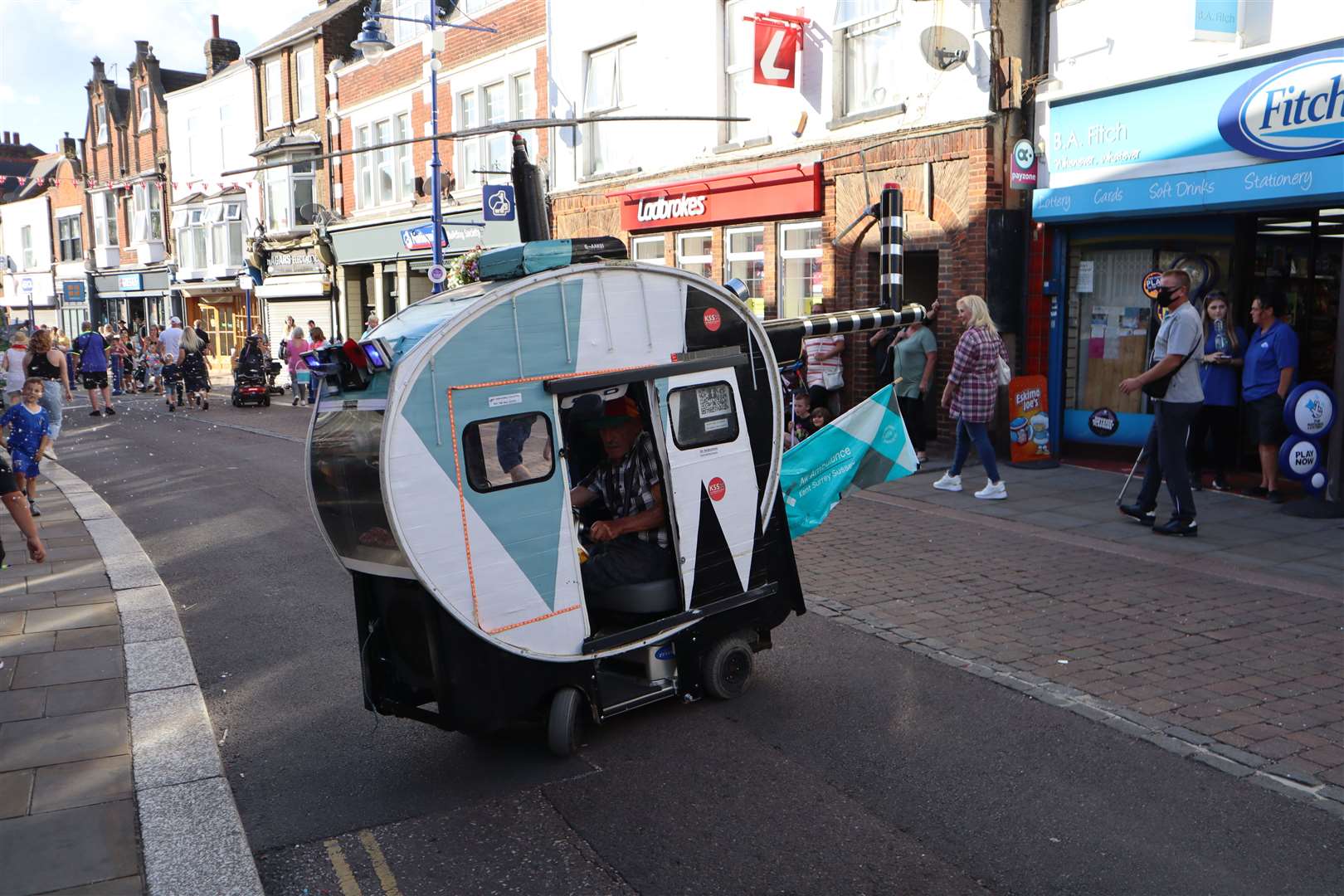 Tim Bell's replica Kent Surrey and Sussex air ambulance turned heads at the Sheppey summer carnival in Sheerness on Saturday