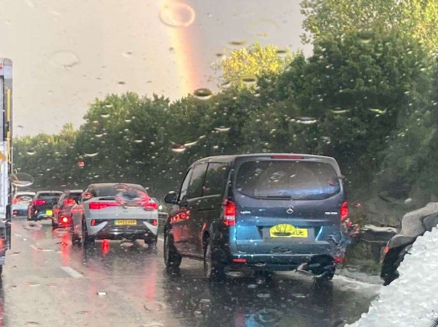 Traffic has been halted on the coastbound carriageway of the M2 between Sittingbourne and Faversham. Photo: John Nurden