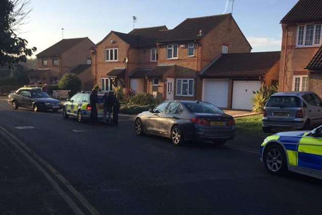 Police at the scene after the chase