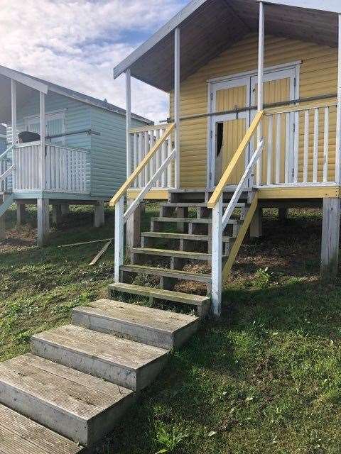 Beach hut damage at The Leas, Minster, Sheppey. Picture: Simon Fowle