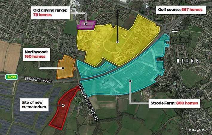 The developments being built along Bullockstone Road in Herne Bay