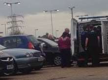 Police at Folkestone West station tonight