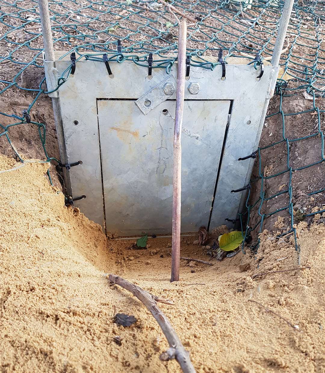 One of the badger gates that has been installed in Wises Lane, Borden