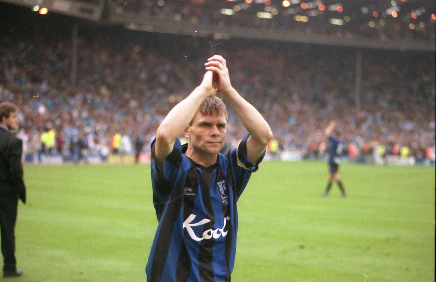 Then Gills skipper Andy Hessenthaler applauds the Gillingham fans after heartache at Wembley in 1999