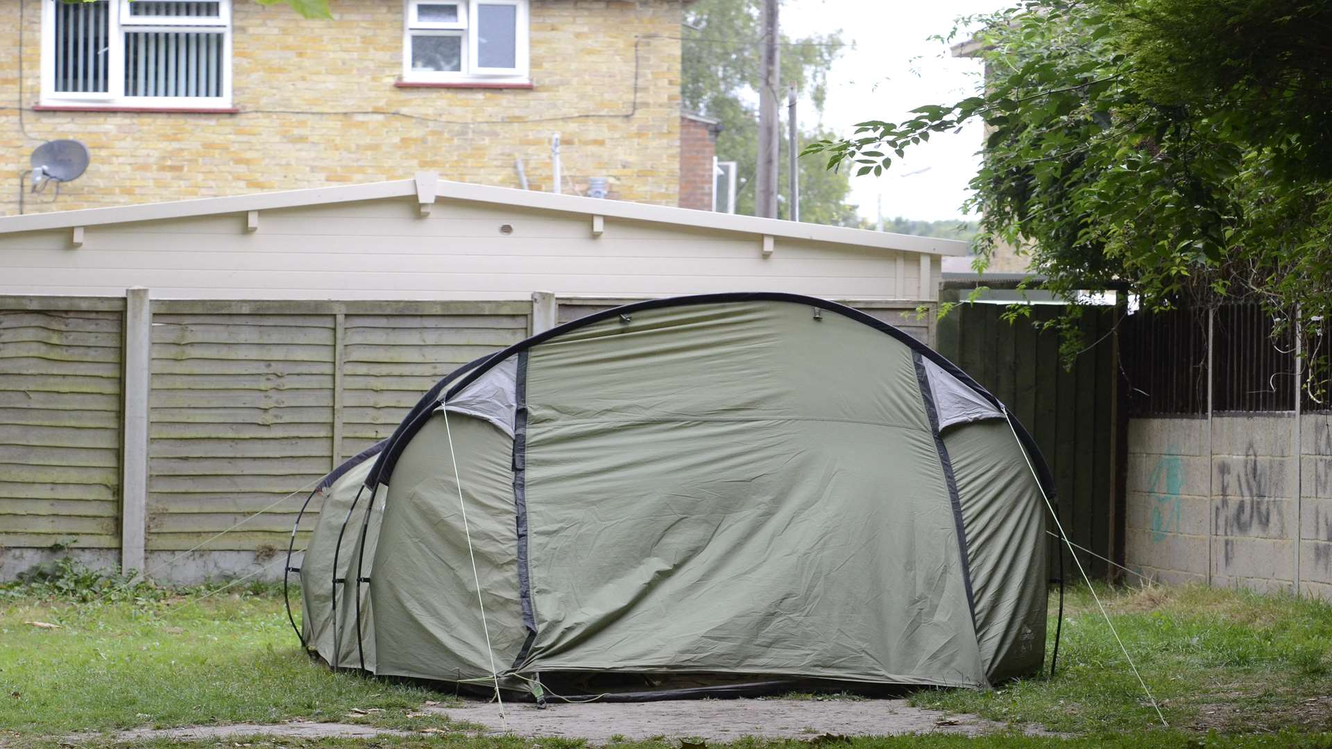 The tent is in a play park near Lionfield