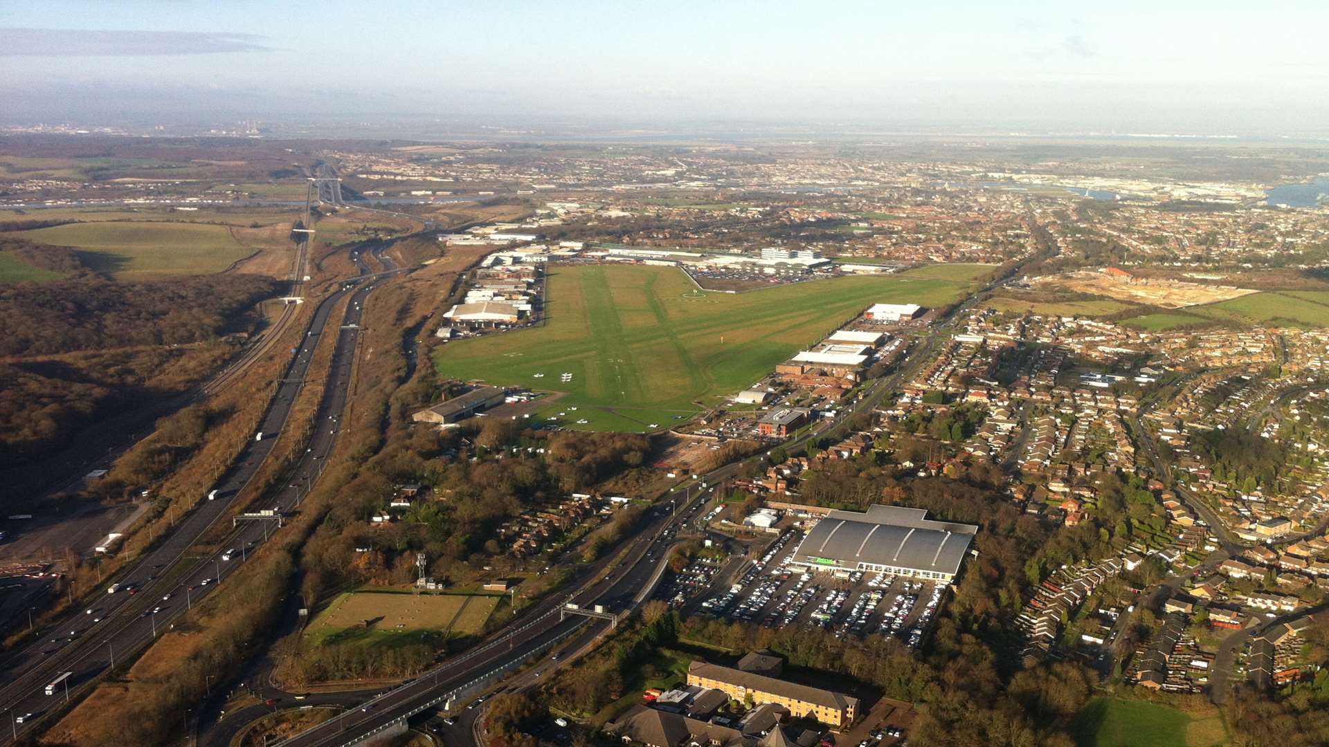 An aerial shot of Rochester Airport