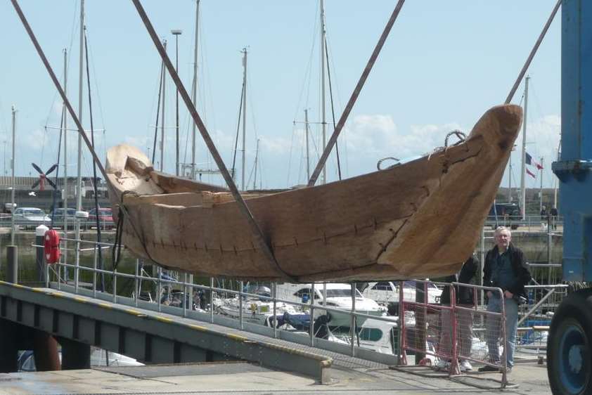 The half-size replica of the Dover Bronze Age Boat.