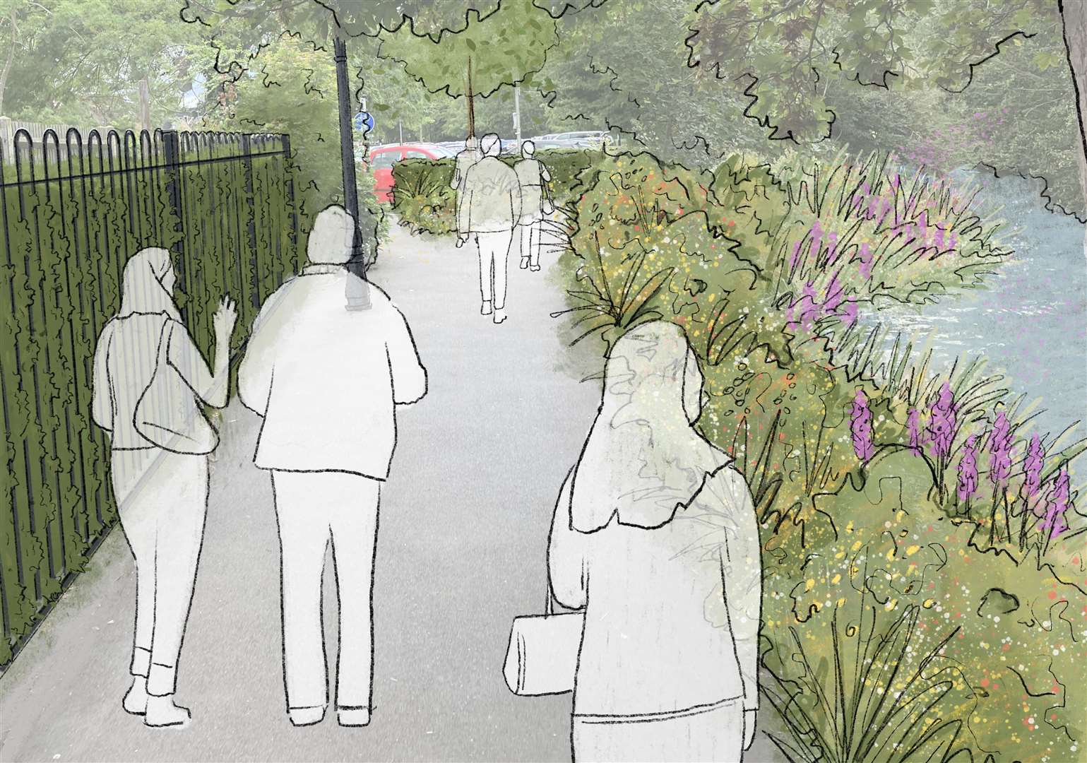 Concept designs showing how St Radigunds River Walk will look as part of Levelling Up plans for Canterbury. Picture: HTA Design LLP