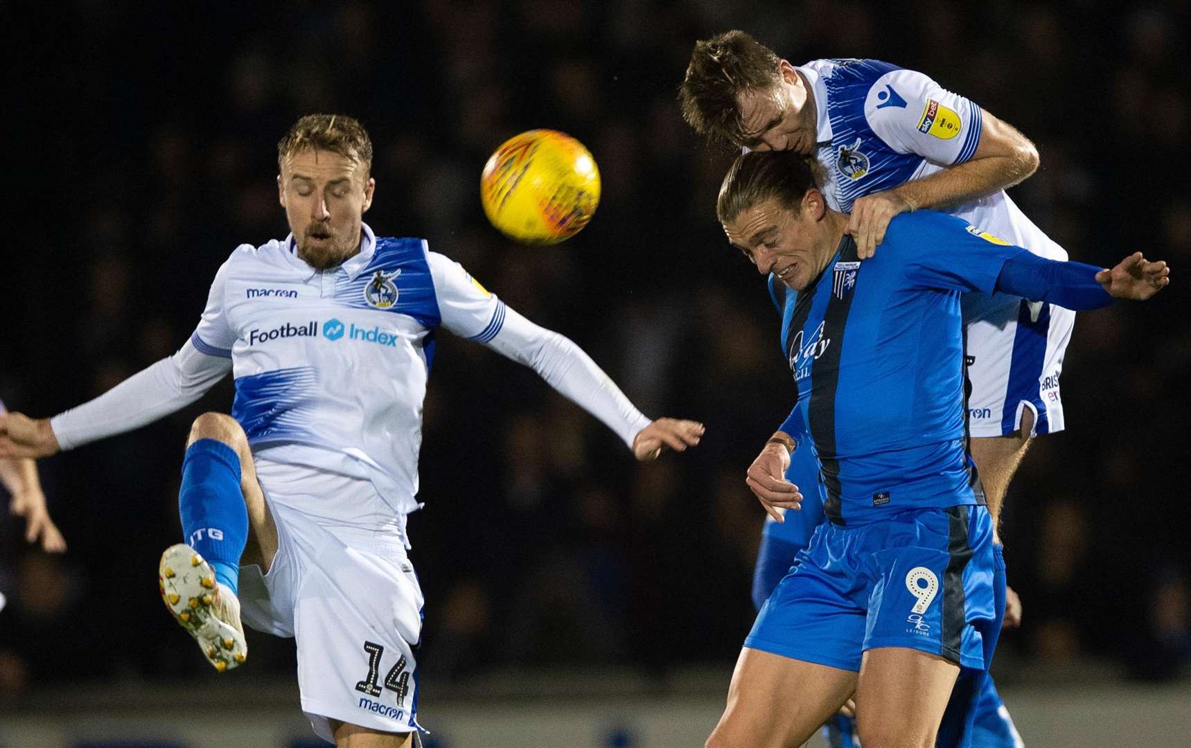 Tom Eaves and Rovers' Tony Craig battle it out Picture: Ady Kerry