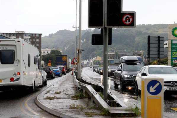 Traffic in Dover heads to and from the port