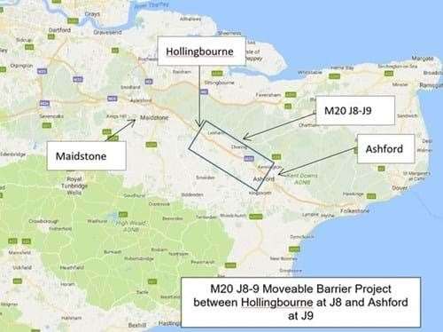 A map showing the barrier installation project. Picture: KCC Highways