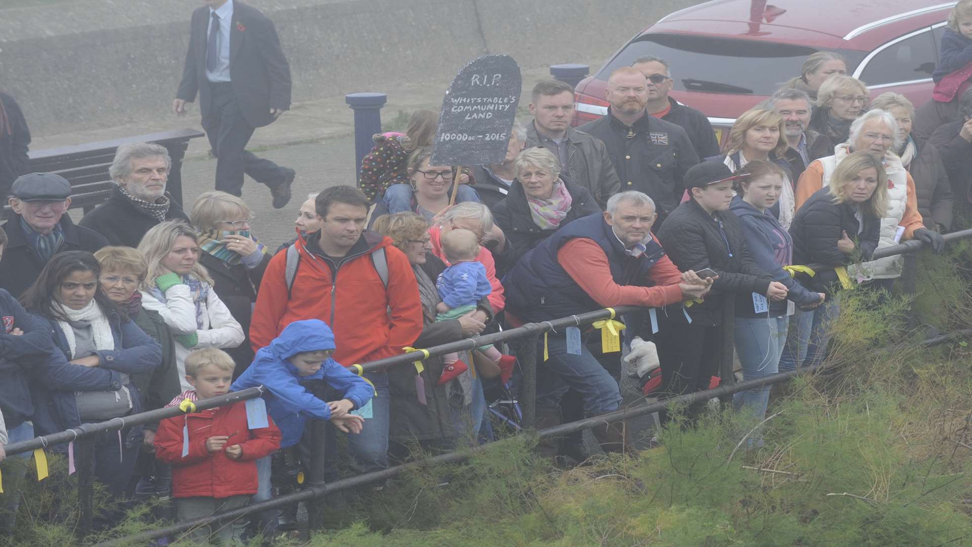 Protestors at the site