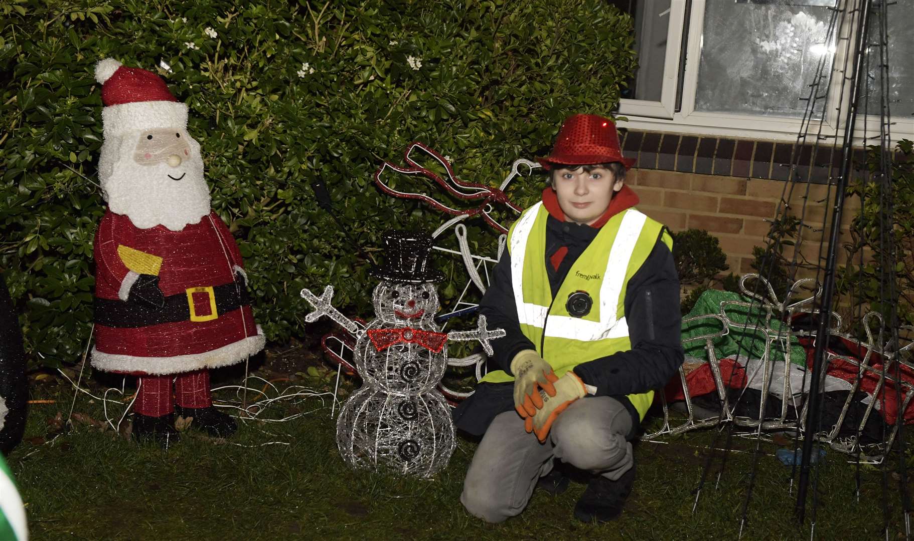 Callum switched on the lights this evening. Picture: Barry Goodwin.