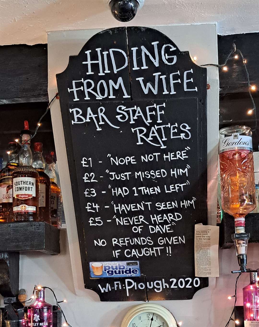 Humour at the Plough Inn at Ripple near Deal