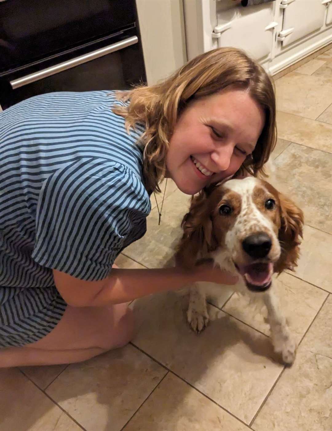 Nicola Patterson when she was reunited with her dog Phoebe who had been missing for 11 days. Picture: Nicola Patterson