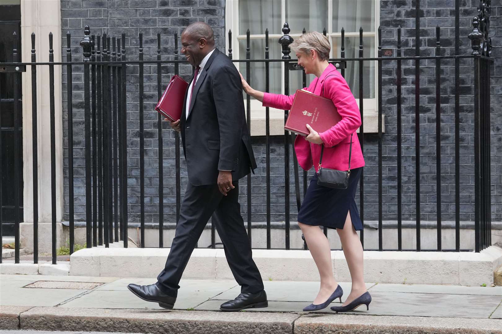 Foreign Secretary David Lammy and Home Secretary Yvette Cooper leaving Downing Street after a Cabinet meeting (Maja Smiejkowska/PA)