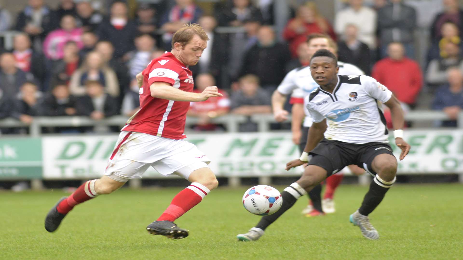 Ebou Adams closes down Ebbsfleet's Stuart Lewis Picture: Ruth Cuerden