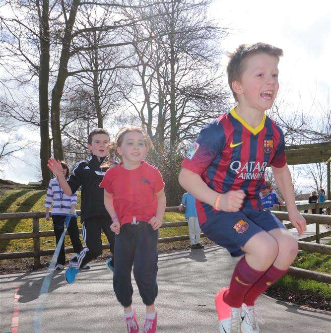 Jumping for joy and for Sports Relief at Kings Hill School in Crispin Way