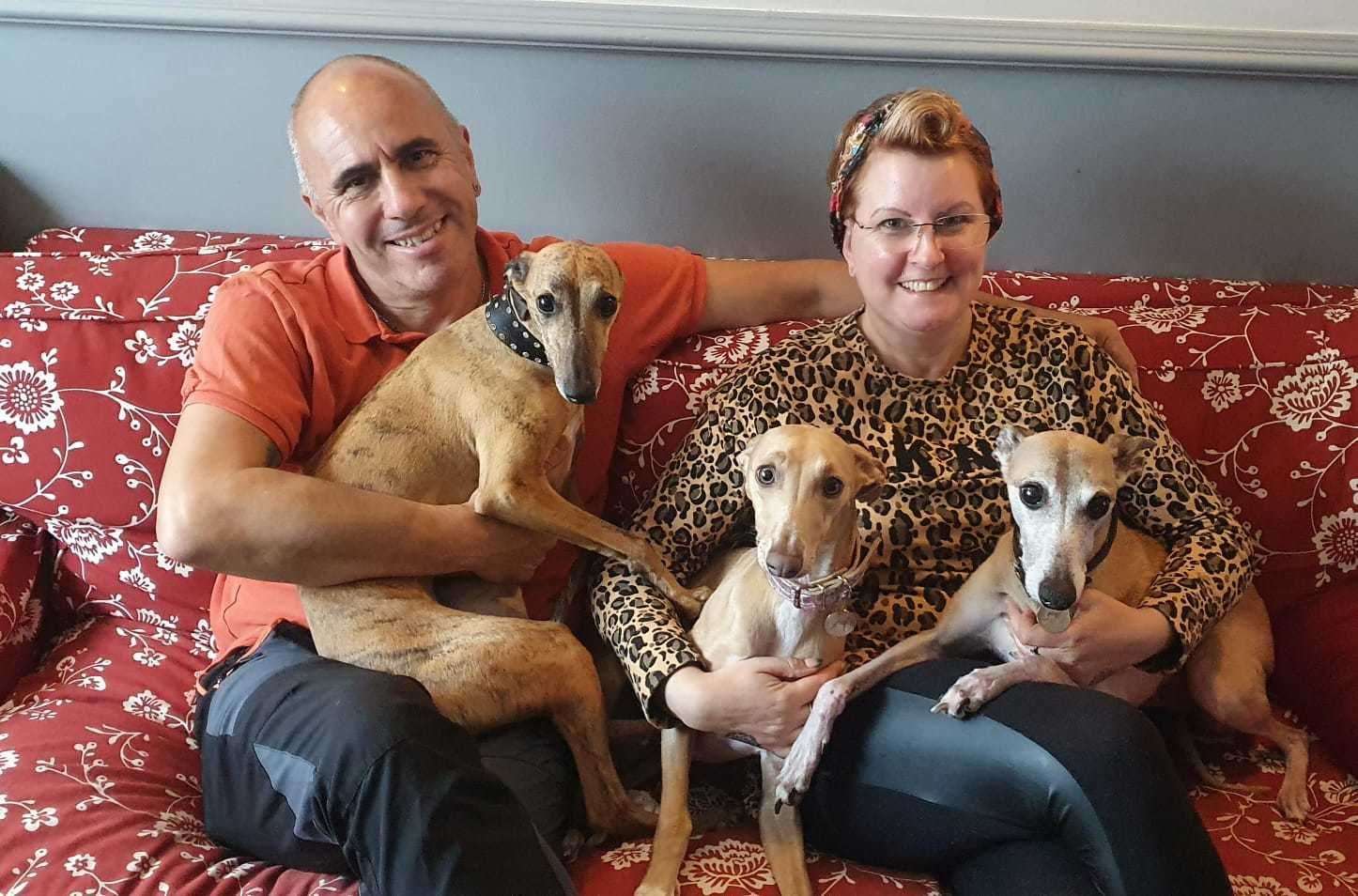 Gary Balderston and Nicky Balderston with Willow and her siblings