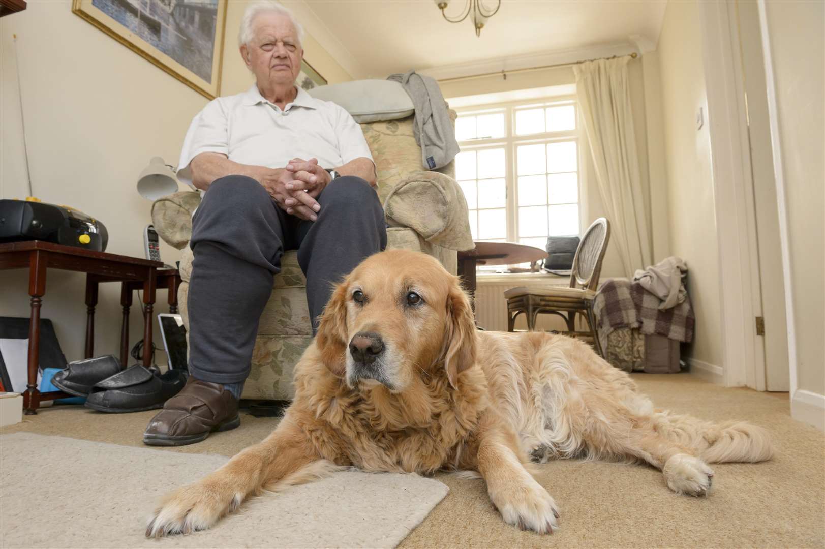 Derek Beal and his guide dog Paddy. Picture: Andy Payton