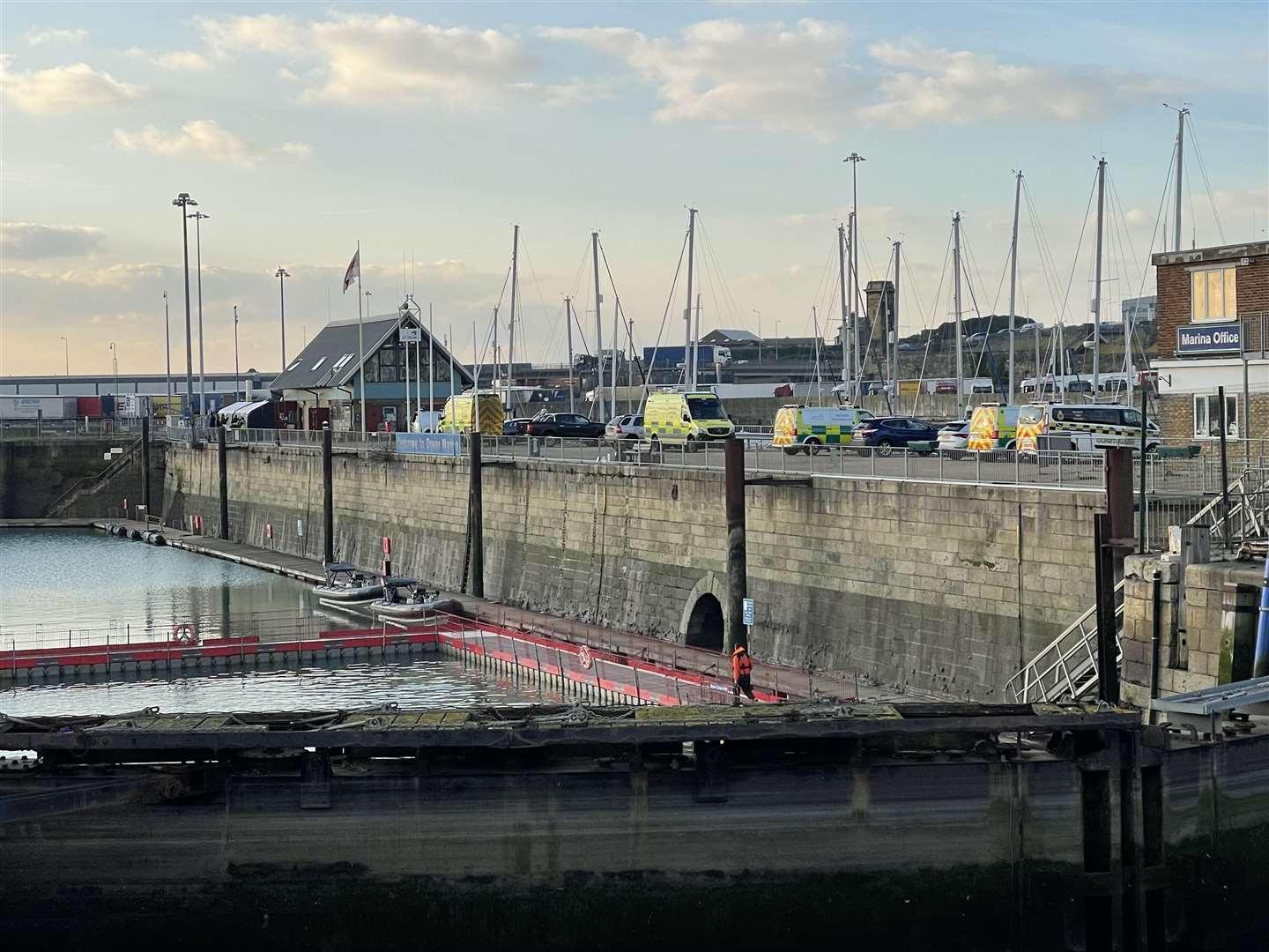 Emergency crews at the scene this morning in Dover