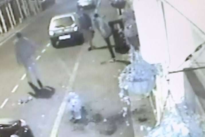 A dustbin was also kicked over by one of the men during the incident