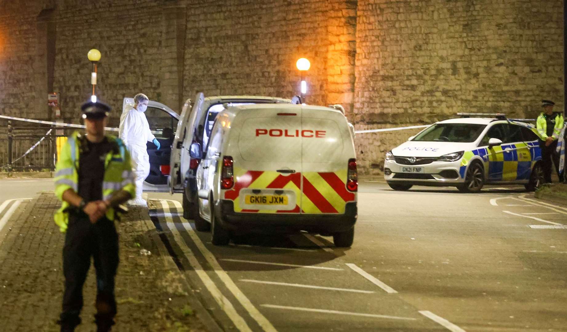 Police at the scene of the suspected murder near the Hare and Hounds pub in Maidstone. Picture: UKNIP