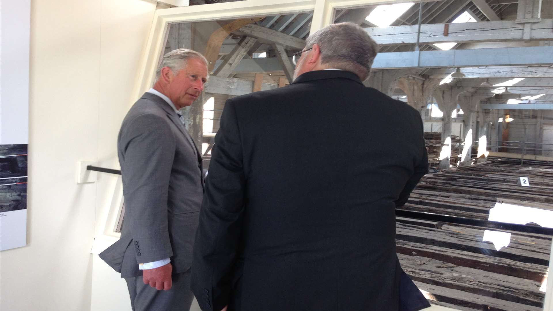 Prince Charles views the remains of HMS Namur