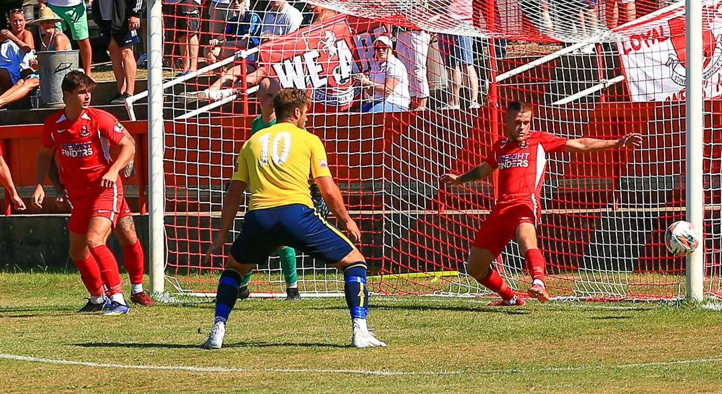 Whitstable hit the post. Picture: Les Biggs