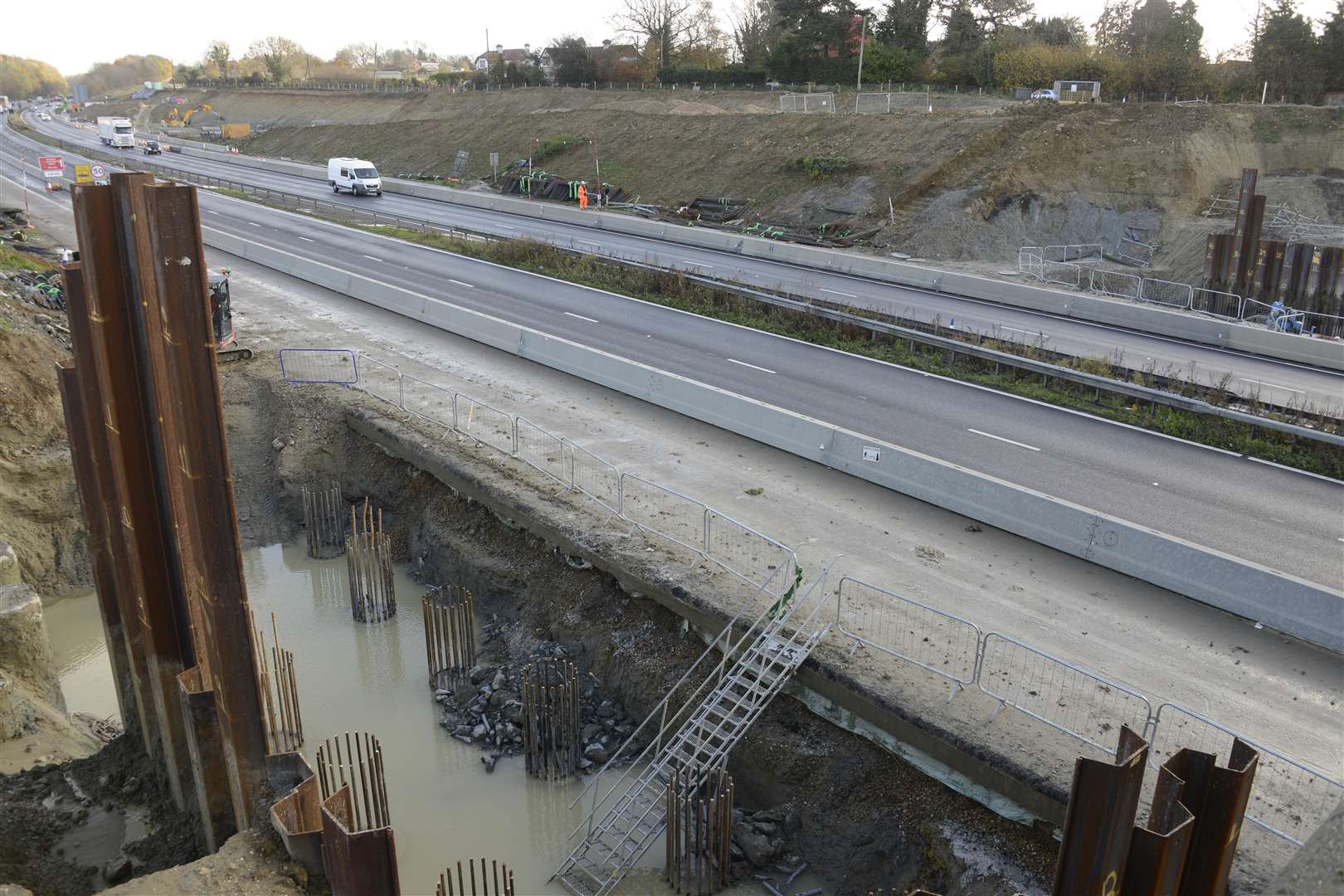 The M20 has been reduced to two lanes in both directions