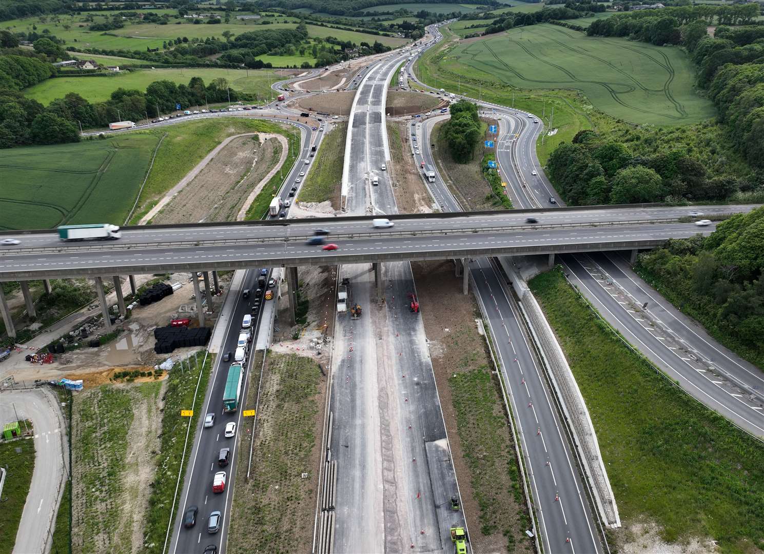 Traffic queuing back to the M20 junction 7 roundabout from Stockbury Roundabout. Picture: Phil Drew