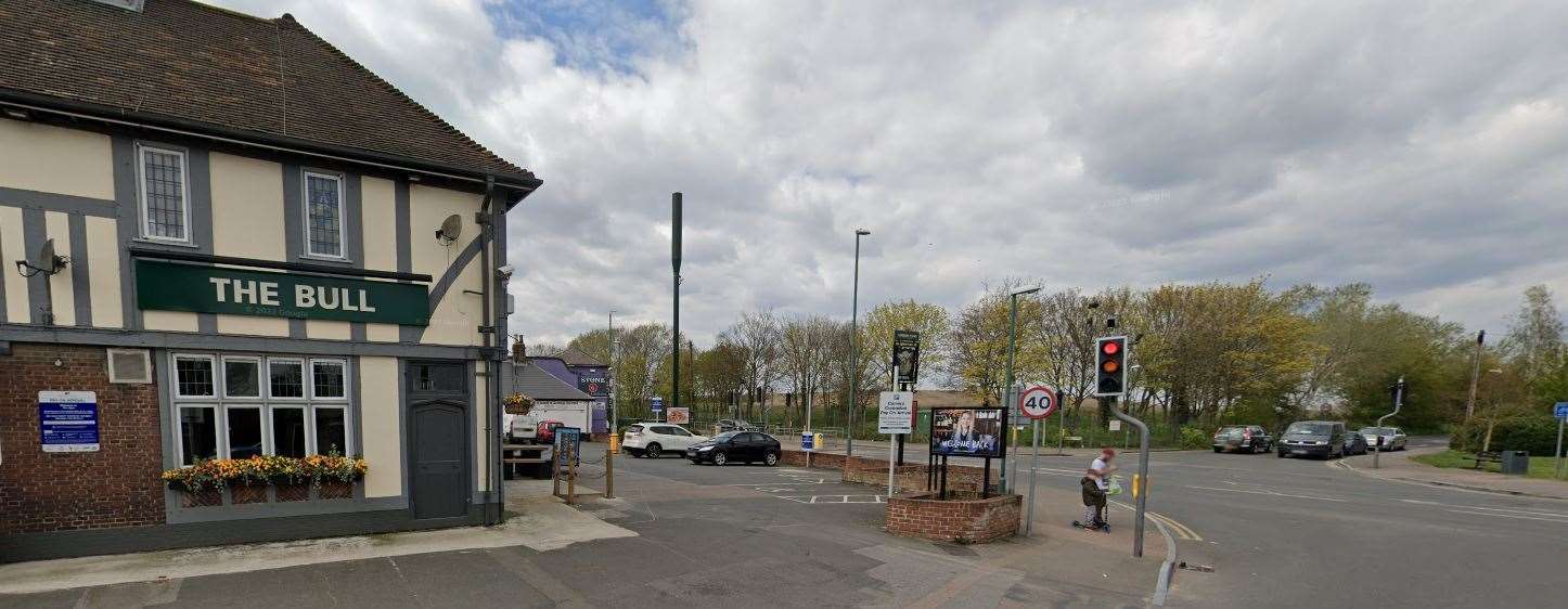 The incident happened outside The Bull pub in Stone. Picture: Google Maps