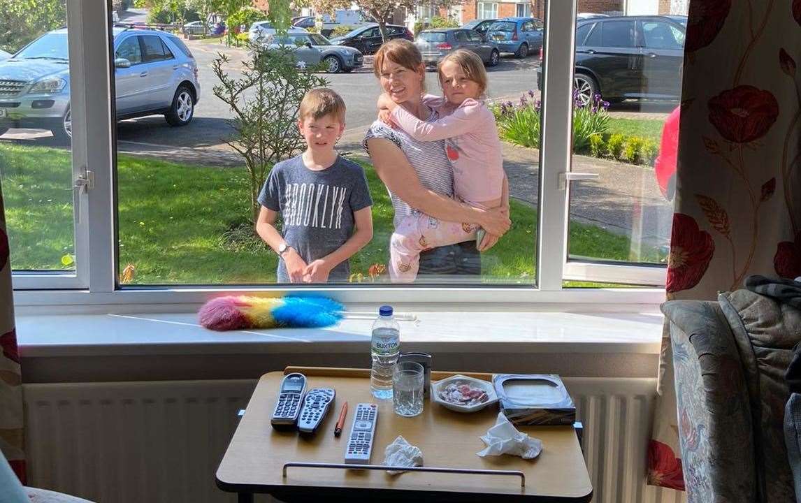 Delyth, Rhys and Carys North from Bearsted welcomed the budgie through their neighbour's window