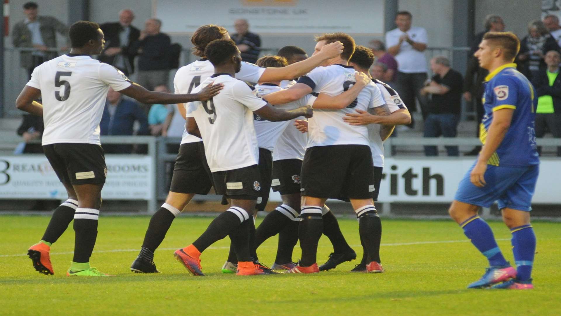 Dartford celebrate Elliot Bradbrook's opener against Concord. Picture: Steve Crispe